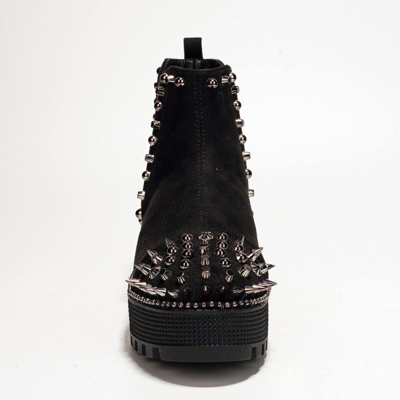 Cape Robbin Women's Platform Combat Boots Pull-on Ankle Booties, Studded Goth Punk Boots with Spiky Design & Chunky Heel (Spiky) - Black Size 10 - Image 4